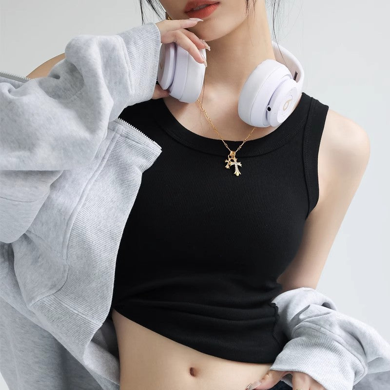 Women Threaded-strap Casual Vest