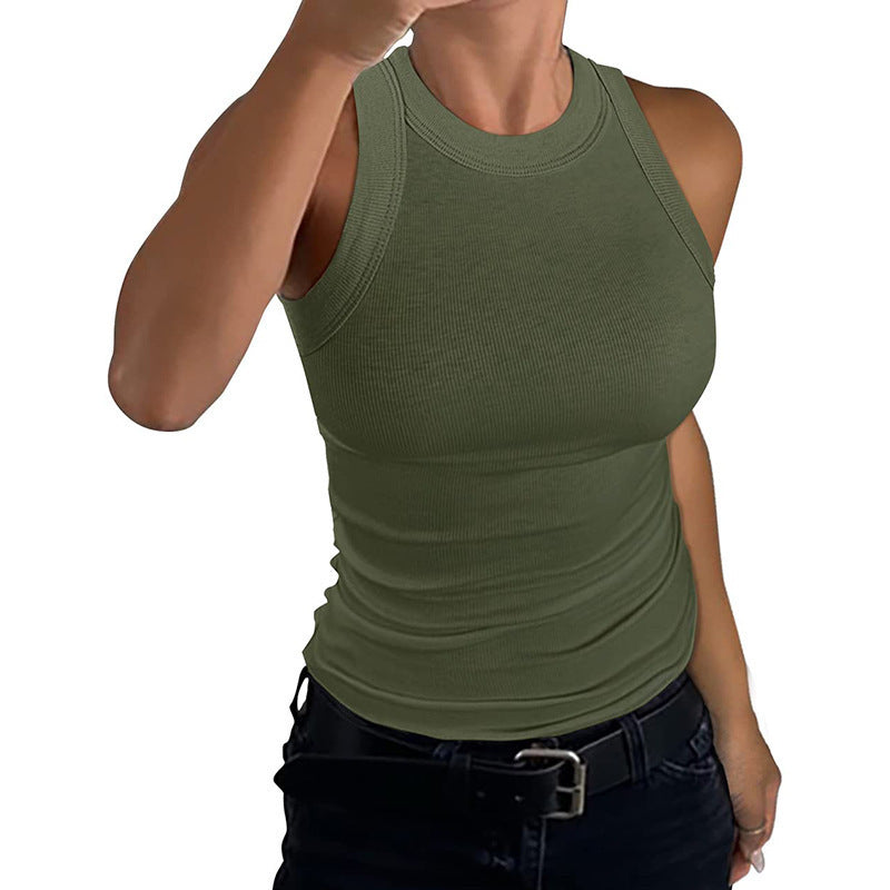 Ladies Sleeveless Ribbed Tank Tops