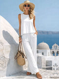 Women's Casual Cotton-Linen Vest and Pants Set