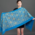 Women's Embroidered Golden Silk Lily Cashmere