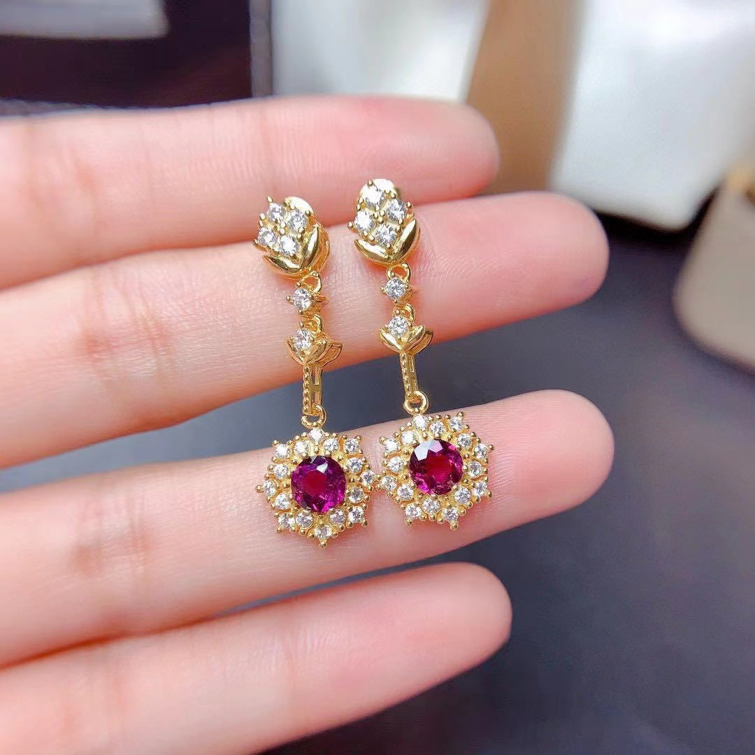 Women's Pomegranate Red Rings Pendants Earrings Set
