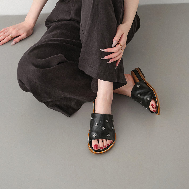 Ladies Studded slide sandals