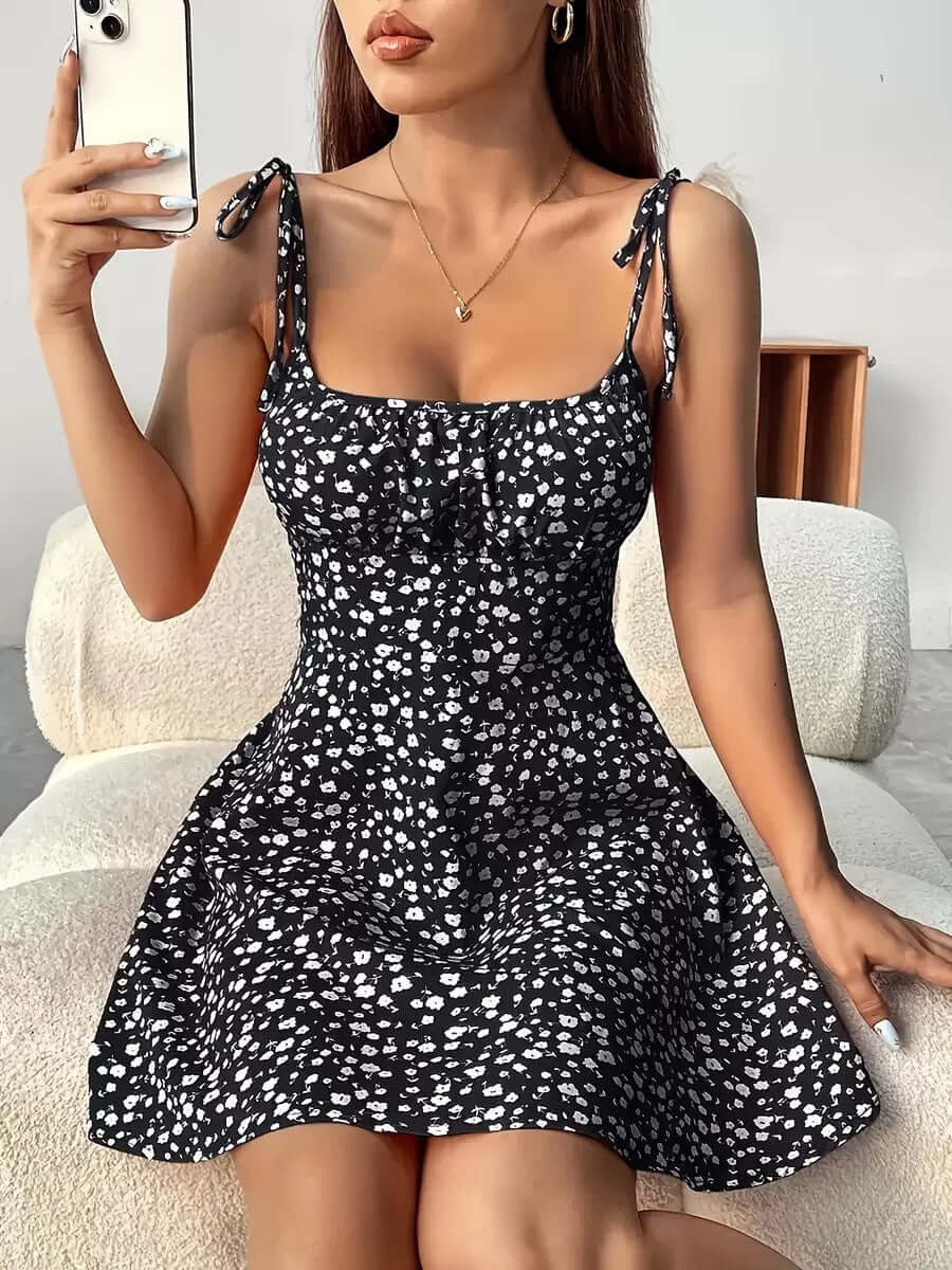 Ladies Summer Floral Print Dress Casual Clothing