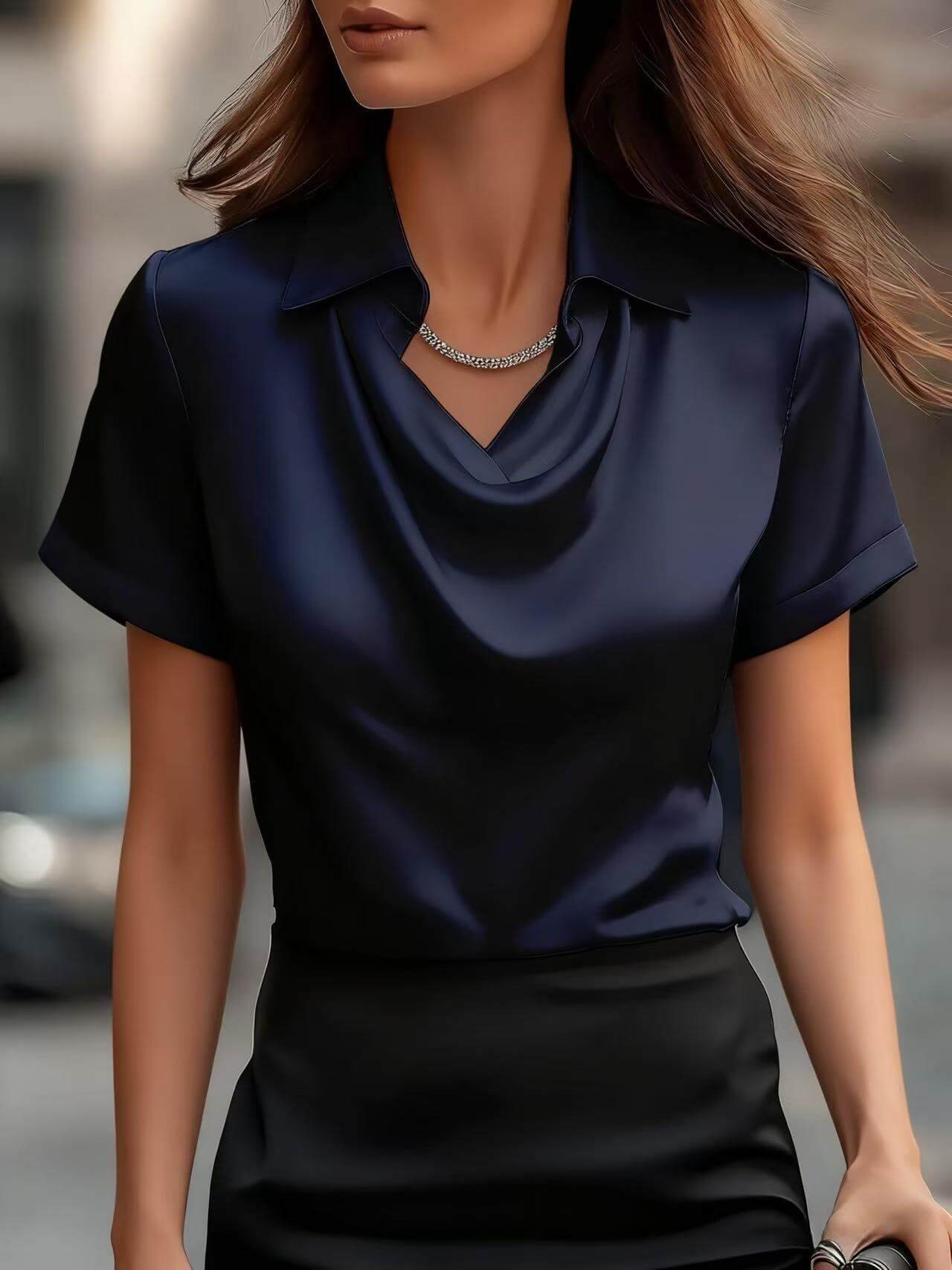 Fashionable Solid-Color Short-Sleeve Shirt