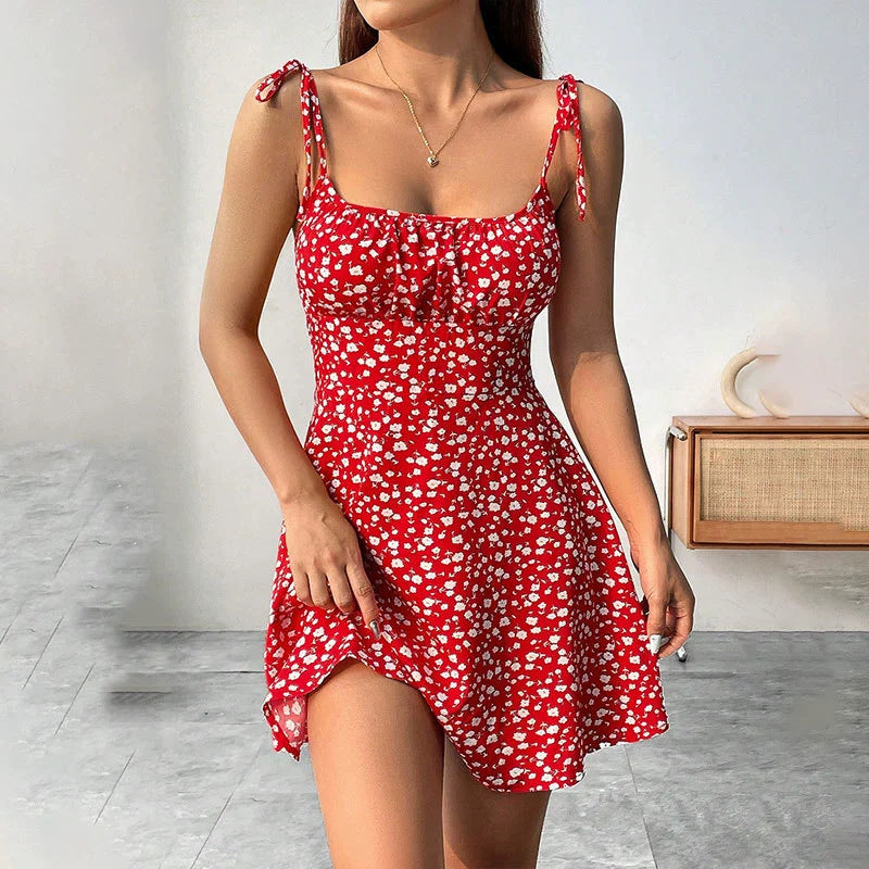 Ladies Summer Floral Print Dress Casual Clothing