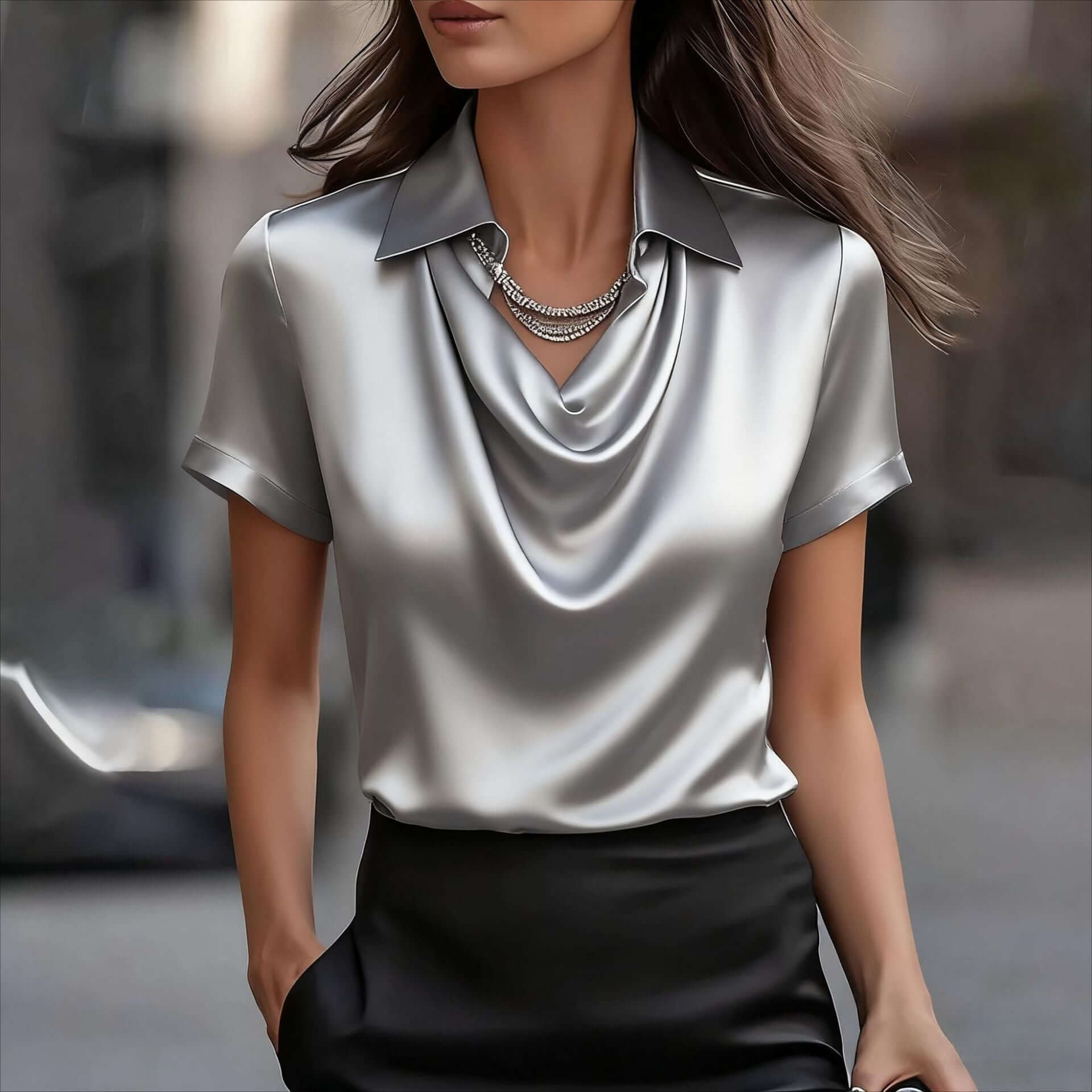 Fashionable Solid-Color Short-Sleeve Shirt