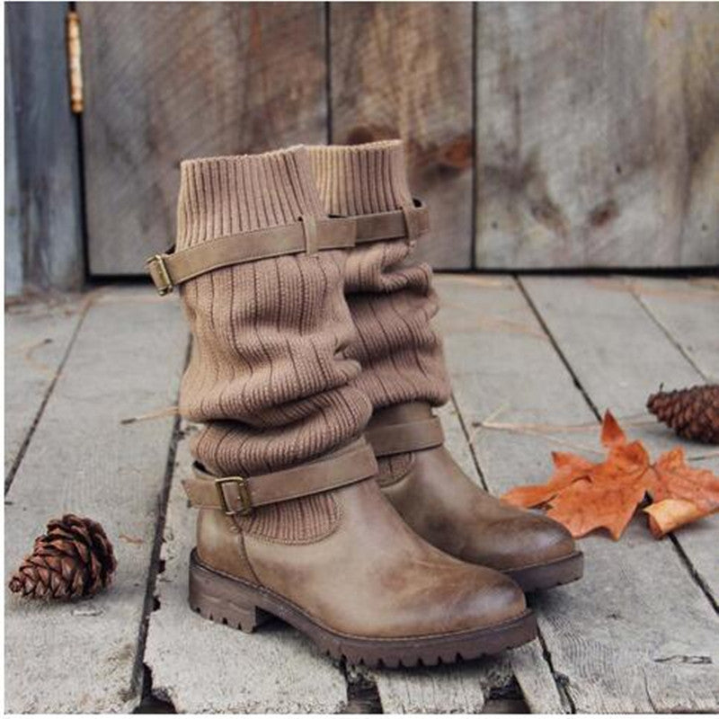 Medium tube wool boots