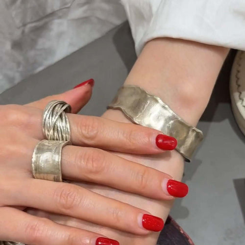Alloy Irregular-shaped Silver Wide Bracelet