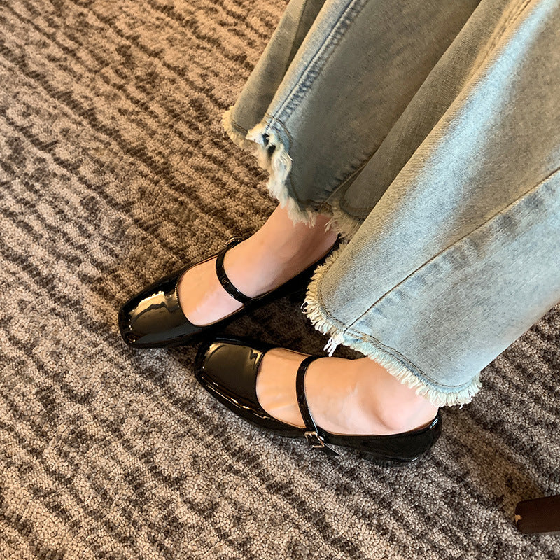 Women's French style low square heels shoes