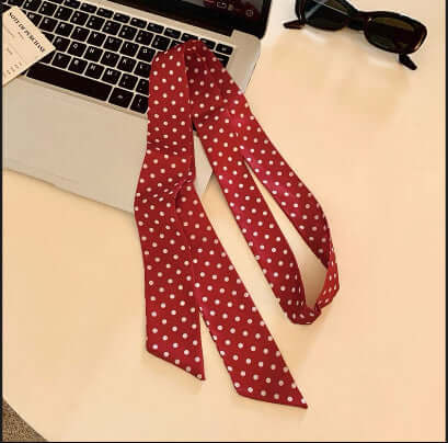 Women's Black and White Polka-Dot Silk Scarf