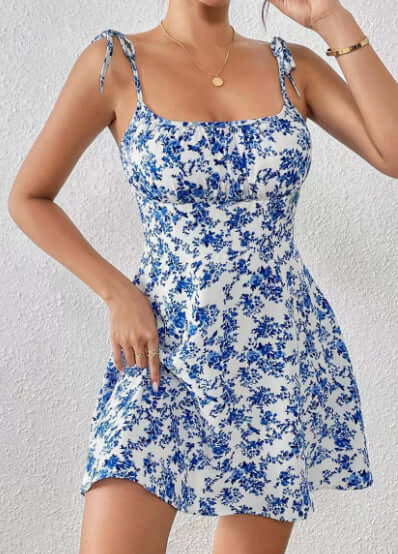 Ladies Summer Floral Print Dress Casual Clothing