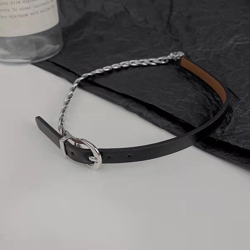 Necklaces Choker Steel Cuban leather Chain