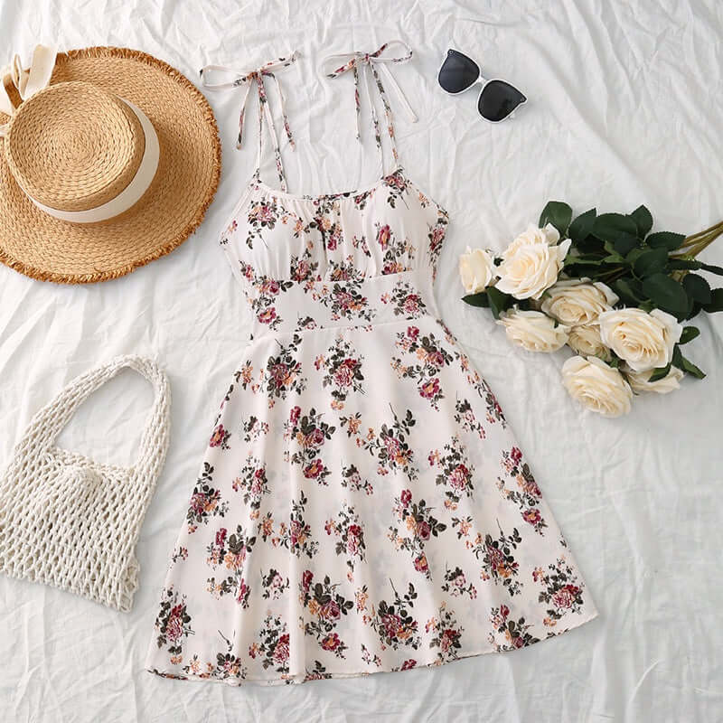 Ladies Summer Floral Print Dress Casual Clothing