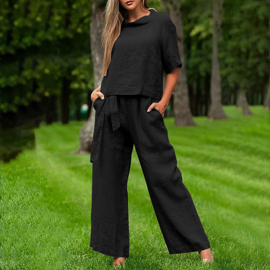 Women's Trendy Round- Neck Two-piece Set