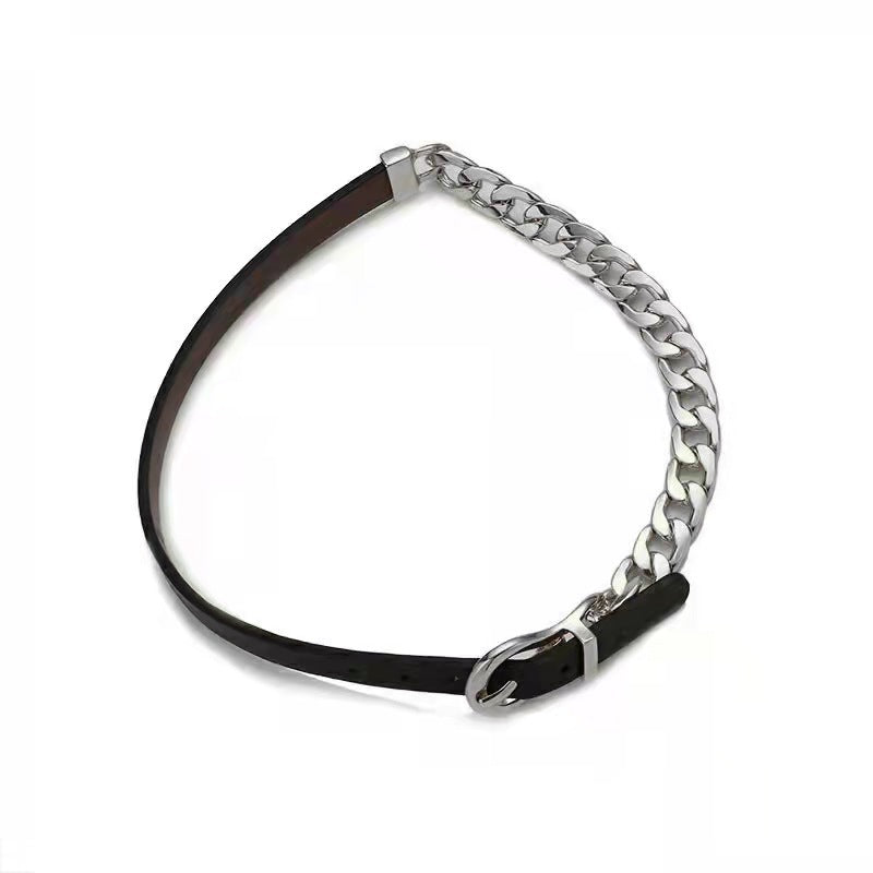 Necklaces Choker Steel Cuban leather Chain