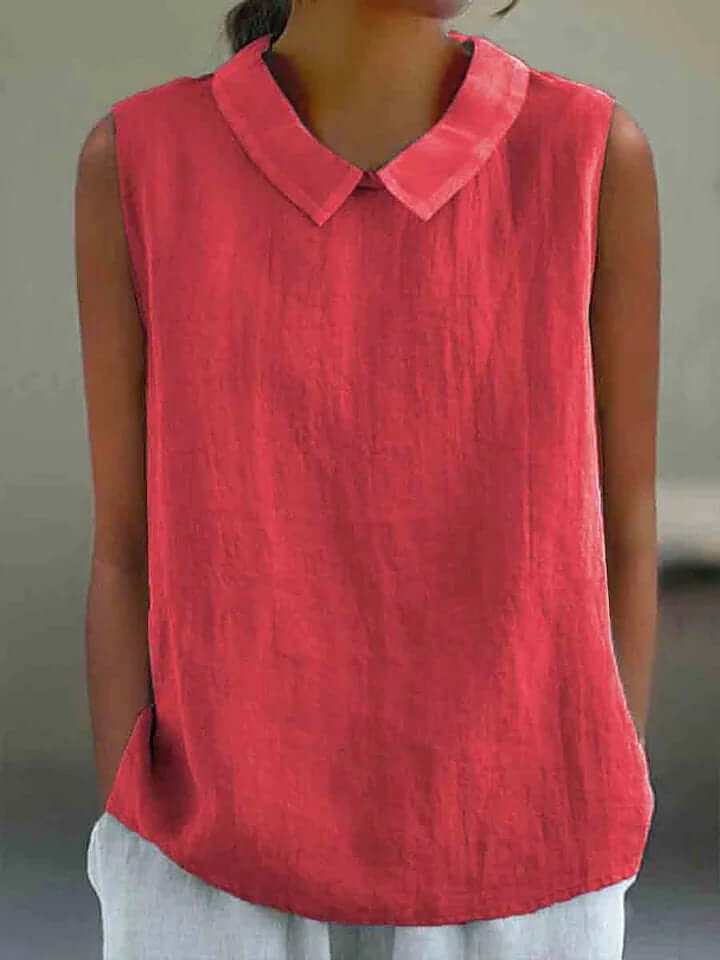 Women's Artistic Sleeveless Loose-fitting Top with Collar