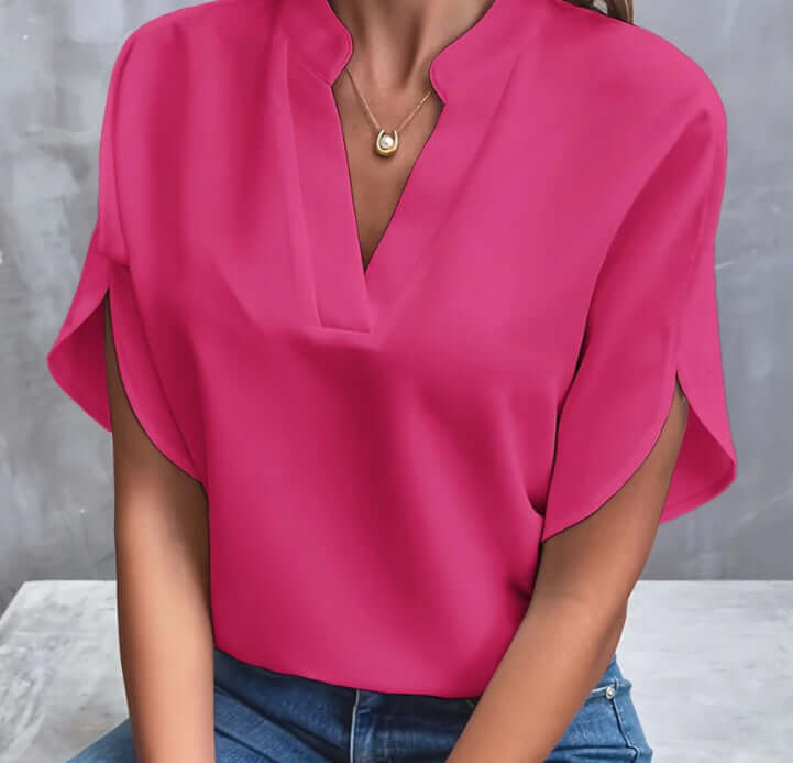Summer V-neck Short-sleeved Chiffon Shirt