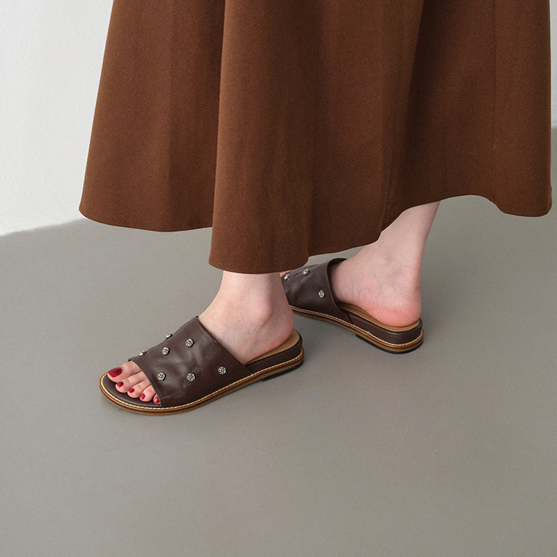 Ladies Studded slide sandals