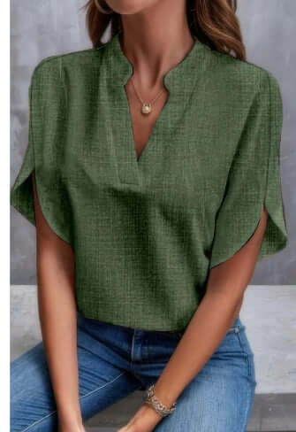 Summer V-neck Short-sleeved Chiffon Shirt