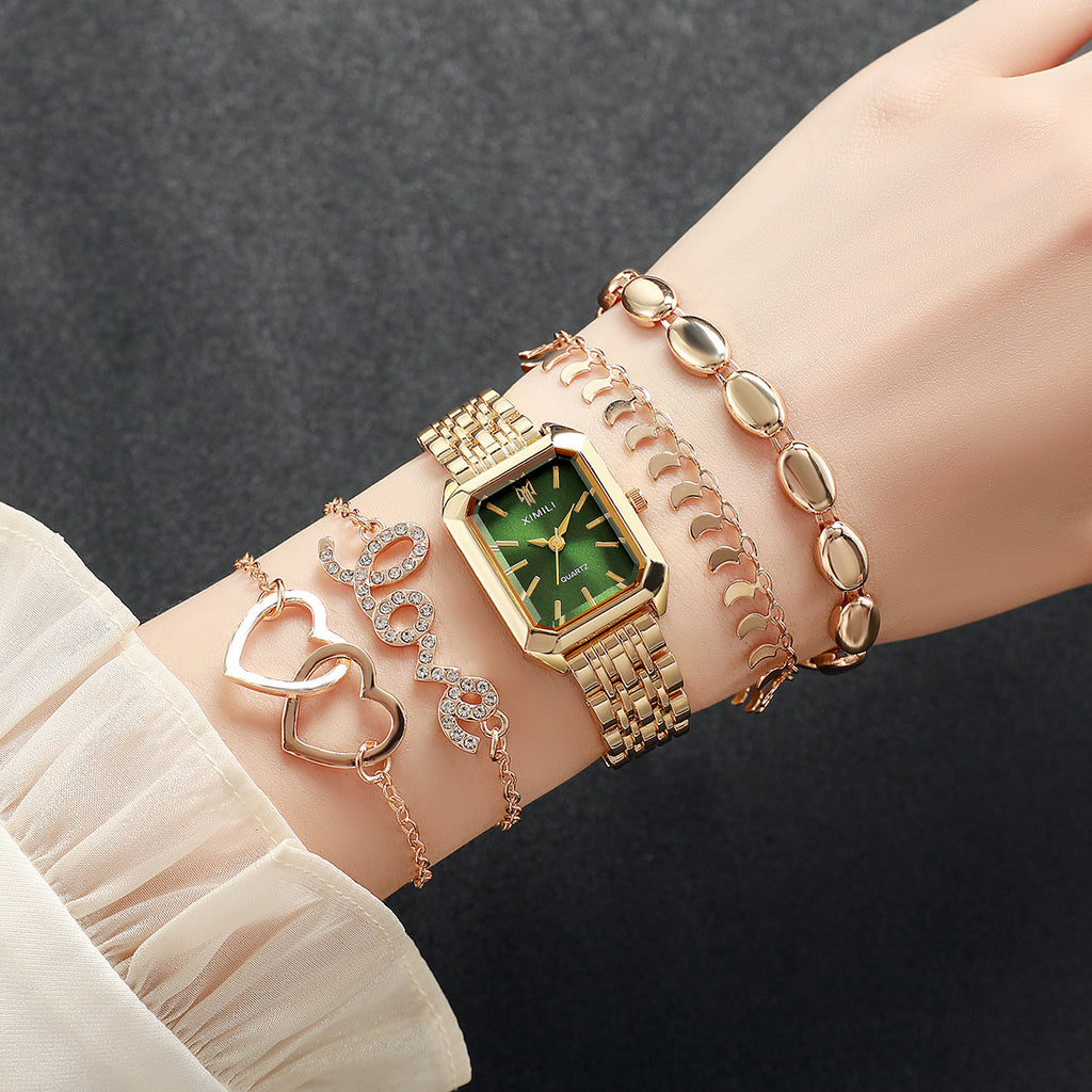 Sleek, Versatile Square Watch Heart-shaped Bracelet