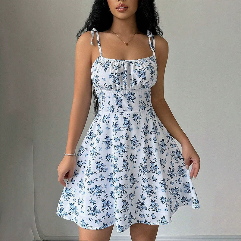 Ladies Summer Floral Print Dress Casual Clothing