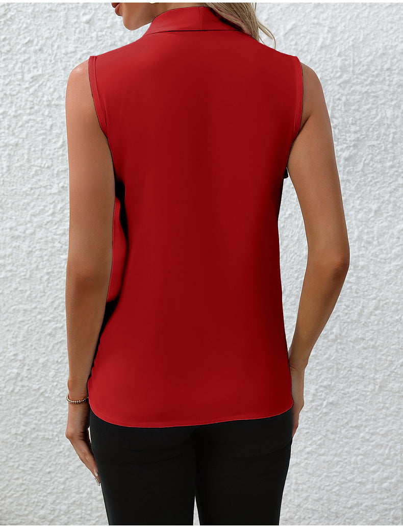 Color Casual Office Daily Sleeveless Shirt