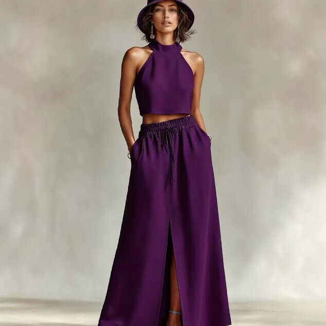 Women's-Two-piece Set Sleeveless Top Long Skirt