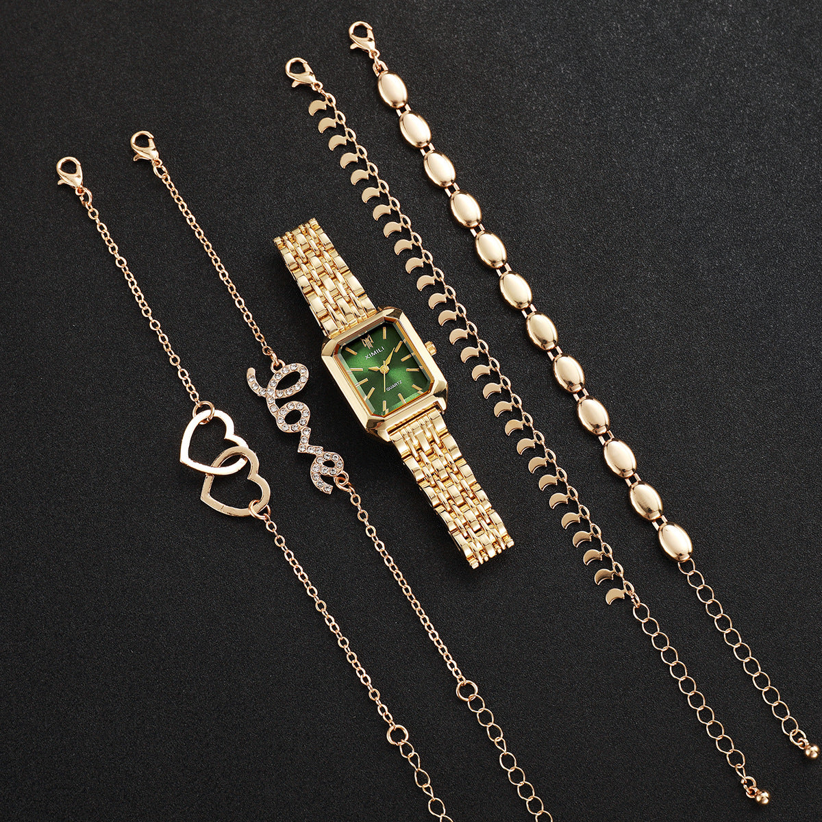 Sleek, Versatile Square Watch Heart-shaped Bracelet