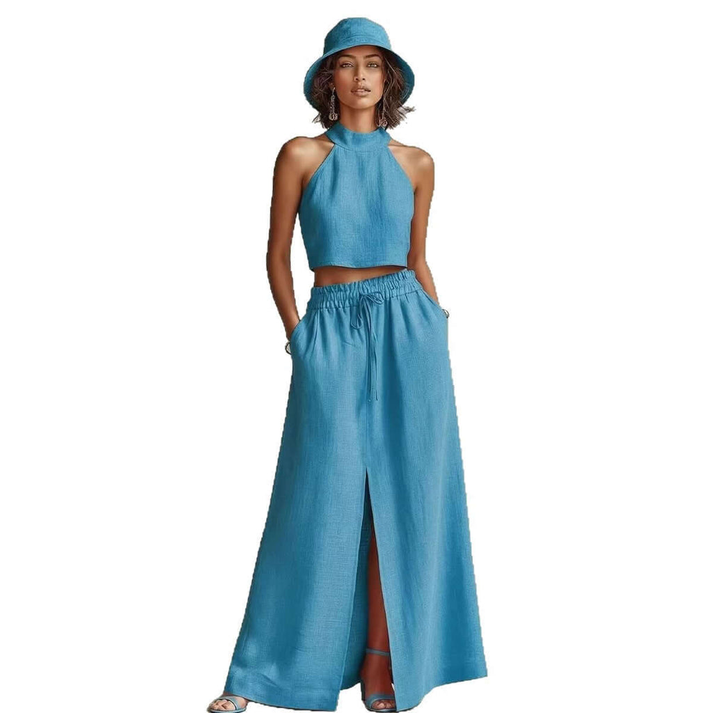 Women's-Two-piece Set Sleeveless Top Long Skirt