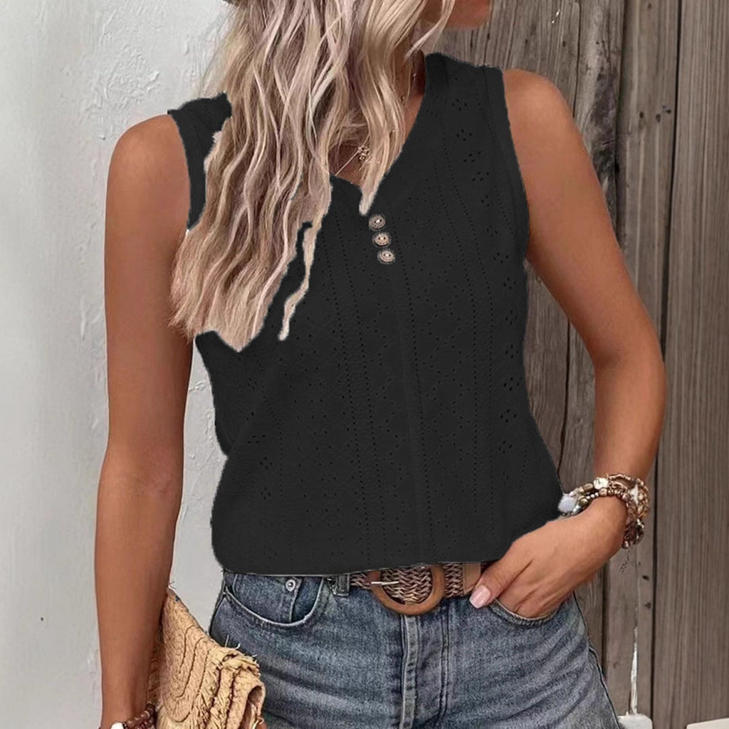 Woimen's Button-back Tank Top T-shirt