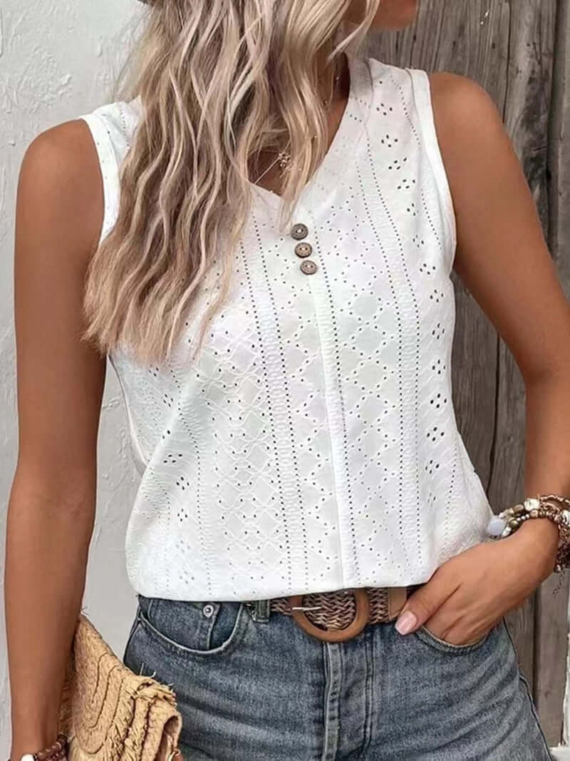 Woimen's Button-back Tank Top T-shirt