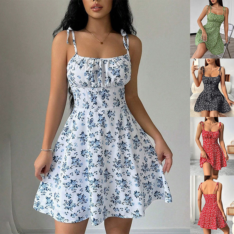 Ladies Summer Floral Print Dress Casual Clothing