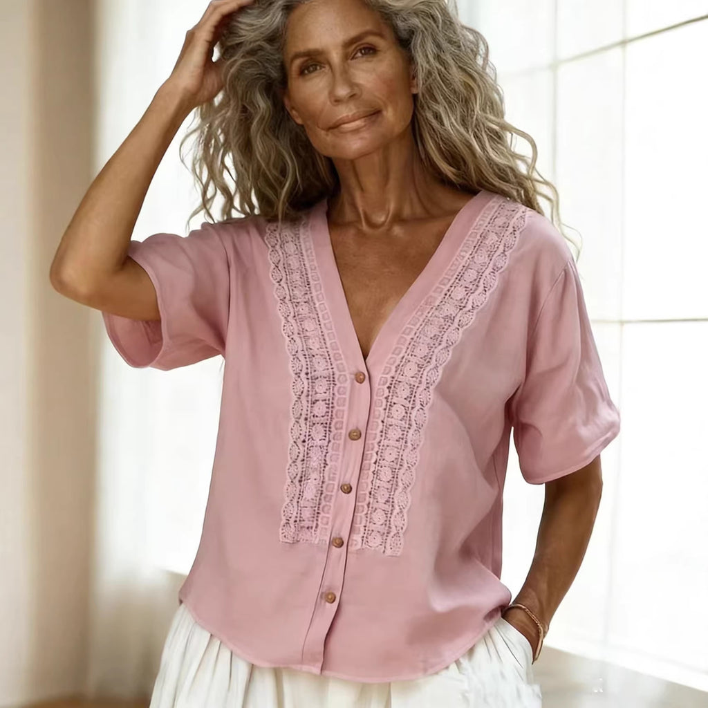 Women's Embroidered Button-up Top
