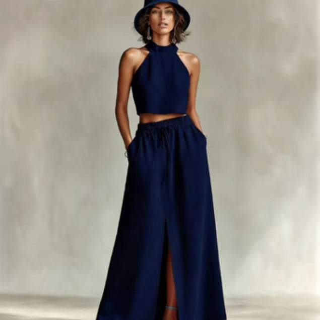 Women's-Two-piece Set Sleeveless Top Long Skirt