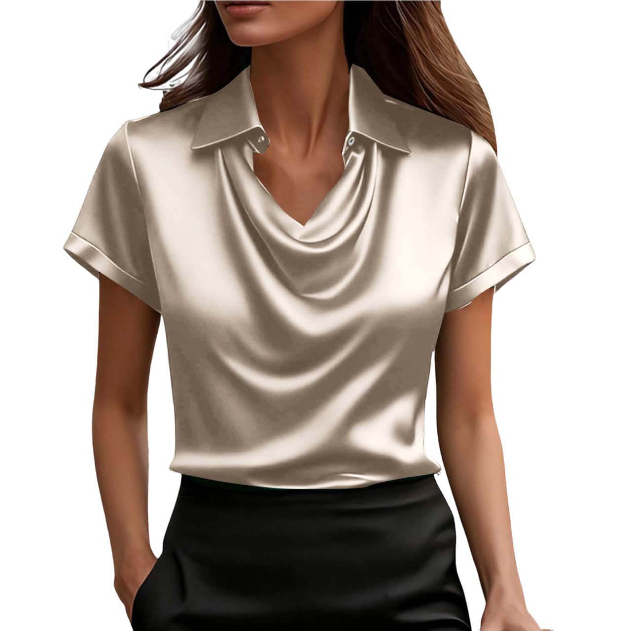 Fashionable Solid-Color Short-Sleeve Shirt