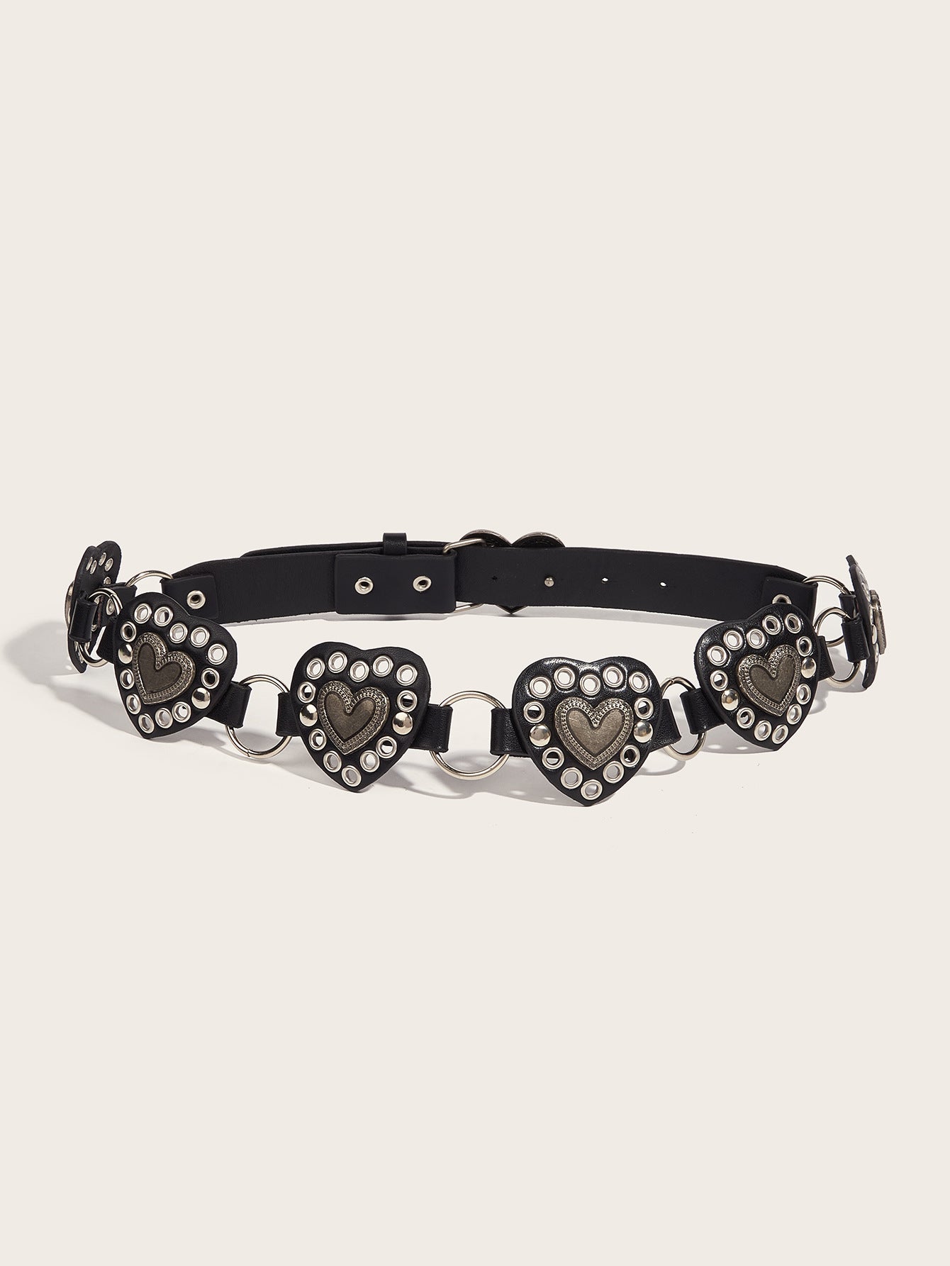 Street-style Hollowed-out Circular Leather Belt