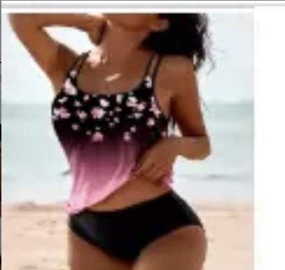 Vintage Printed Split High Waist Swimwear