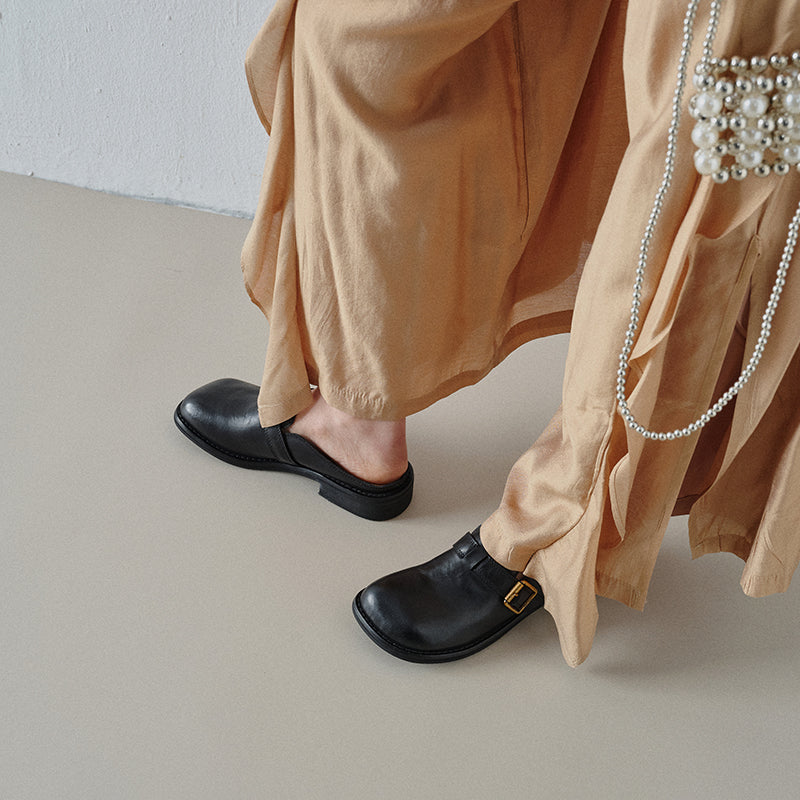 Ladies Block heel backless shoes