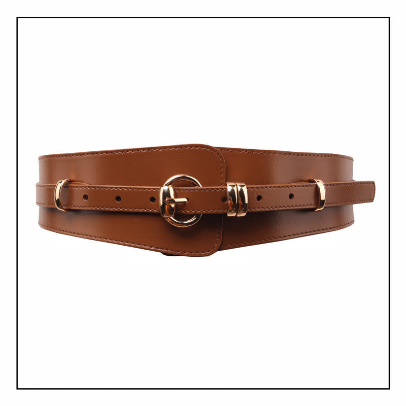 Fashion Coat With A Wide Waist Belt