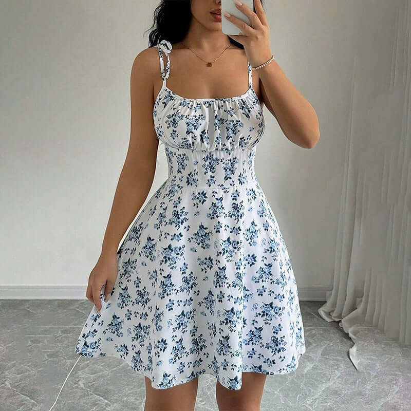 Ladies Summer Floral Print Dress Casual Clothing