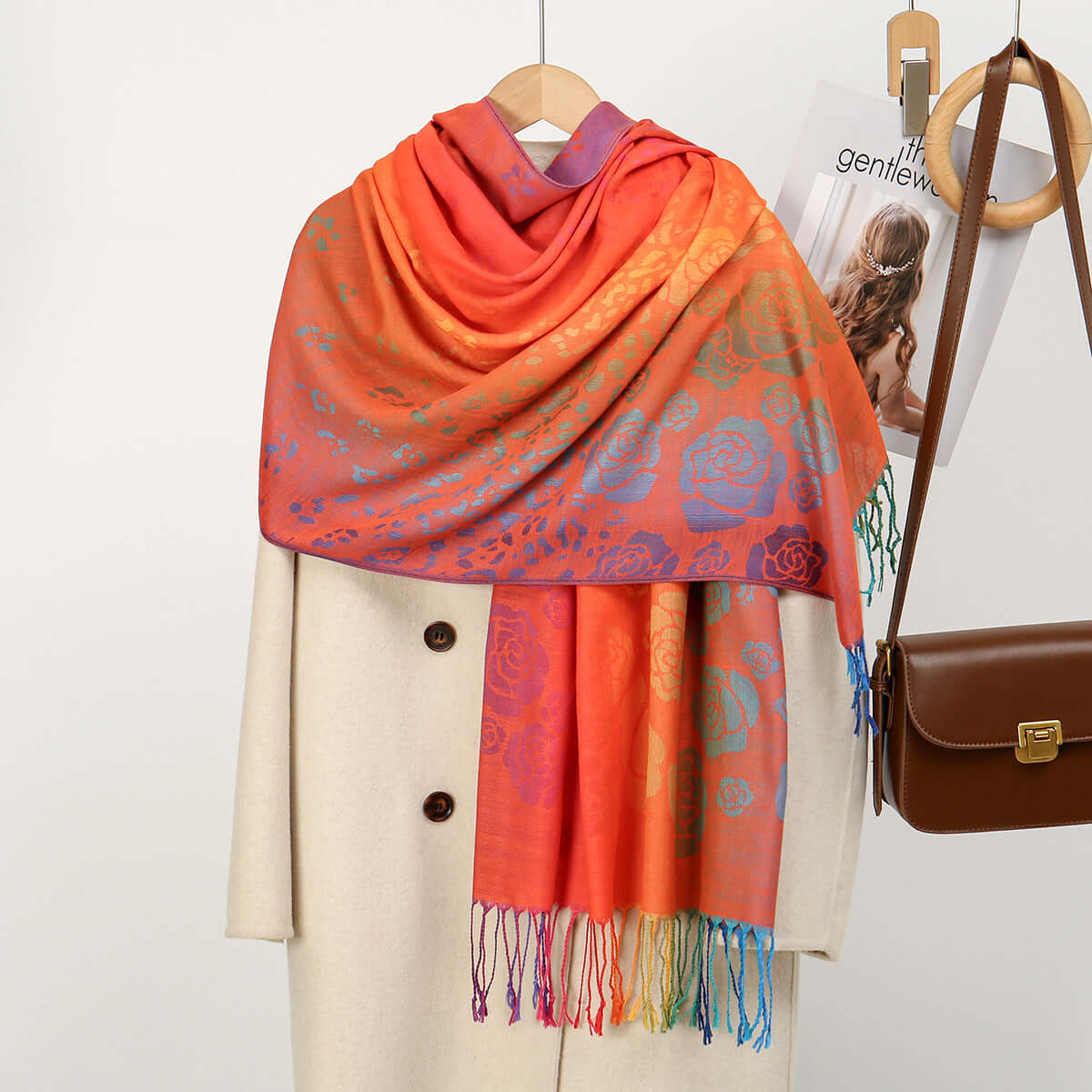 Women's Embroidered Colorful Tassel Shawl