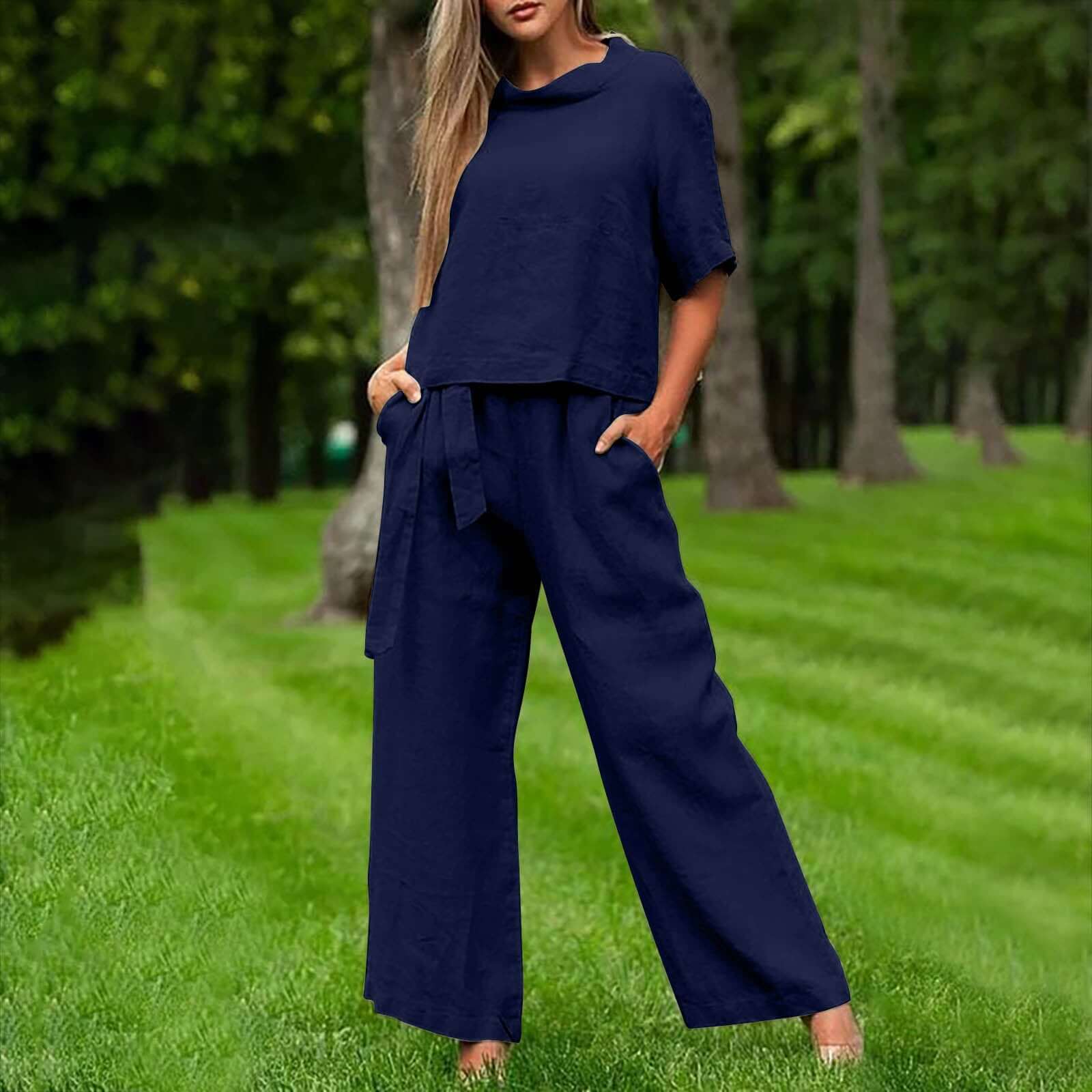 Women's Trendy Round- Neck Two-piece Set