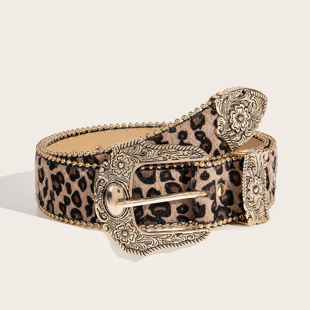 Women's Vintage American-Style Leopard-Print Belt