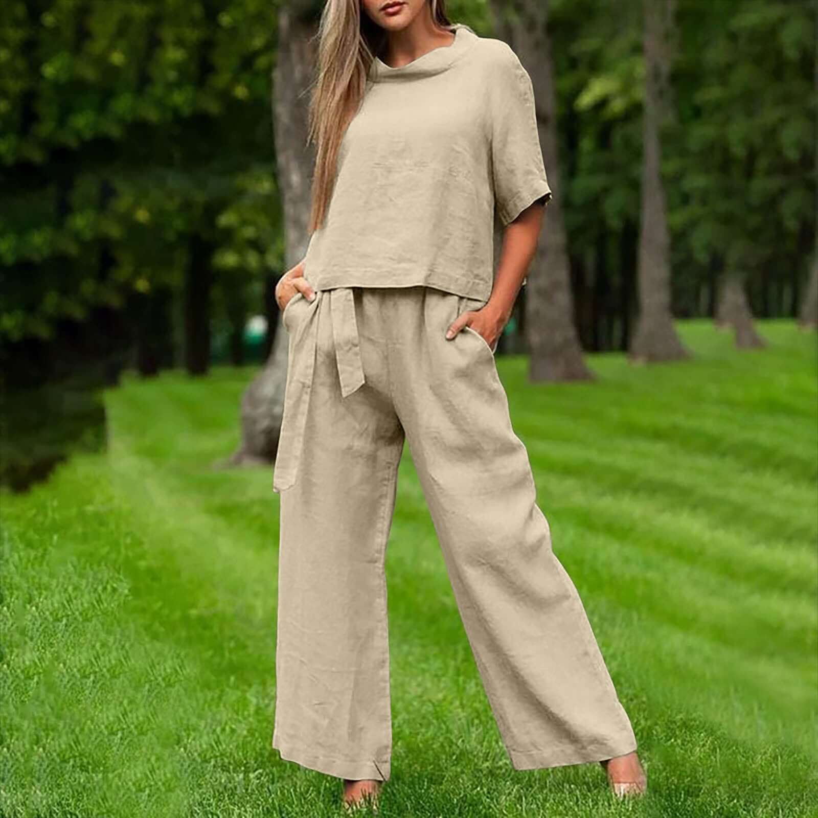 Women's Trendy Round- Neck Two-piece Set