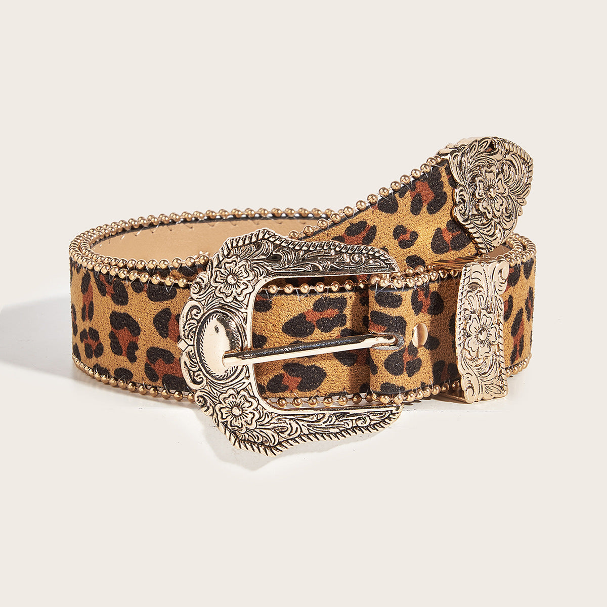 Women's Vintage American-Style Leopard-Print Belt