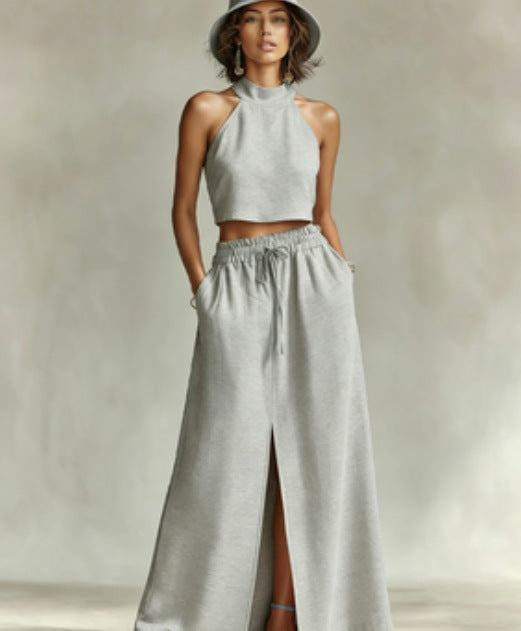 Women's-Two-piece Set Sleeveless Top Long Skirt
