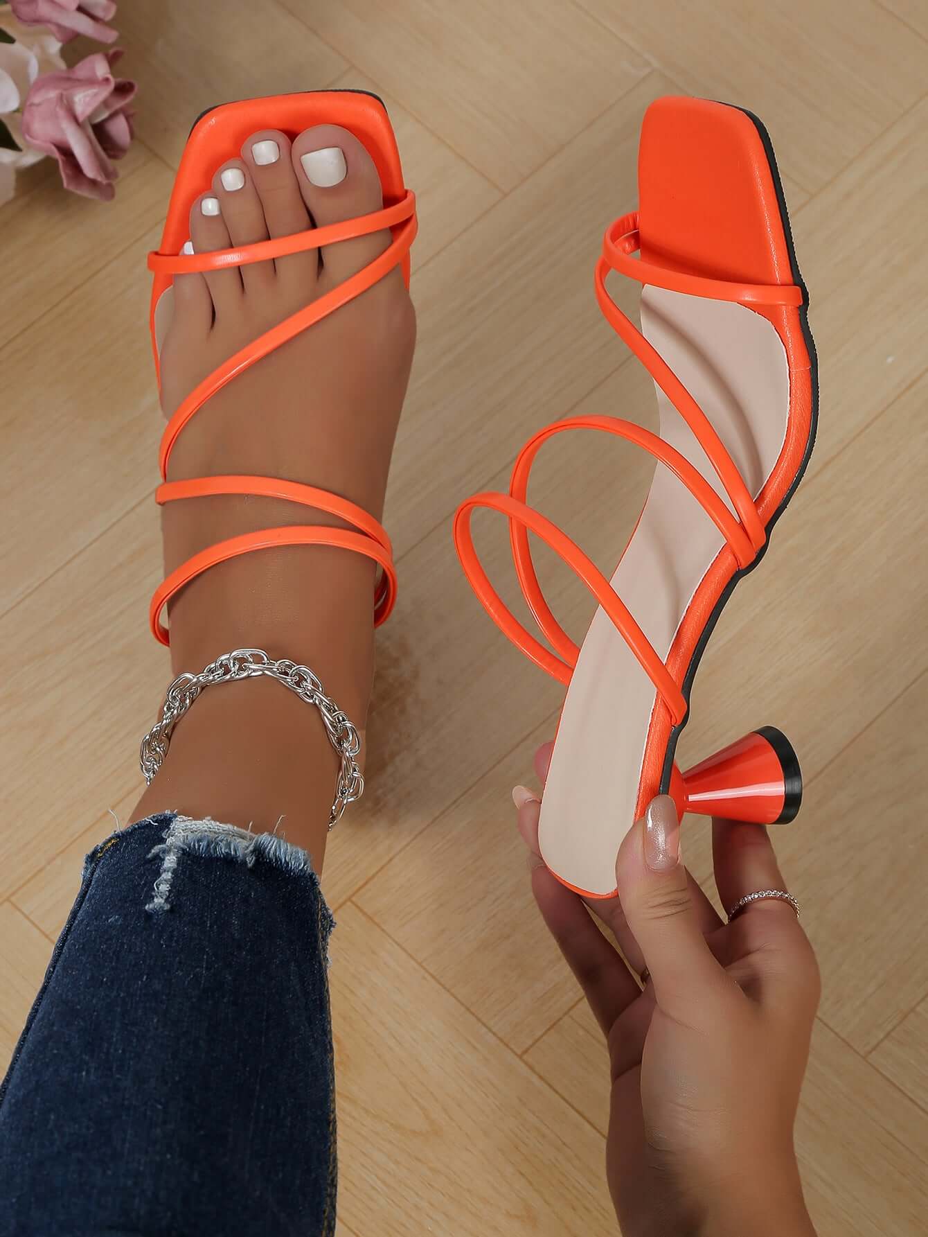 Ladies Thin strap heels sandals