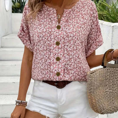 Women's V-neck Short-sleeved T-shirt