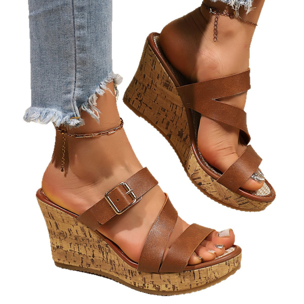 Women's open toe wedge plus size sandals