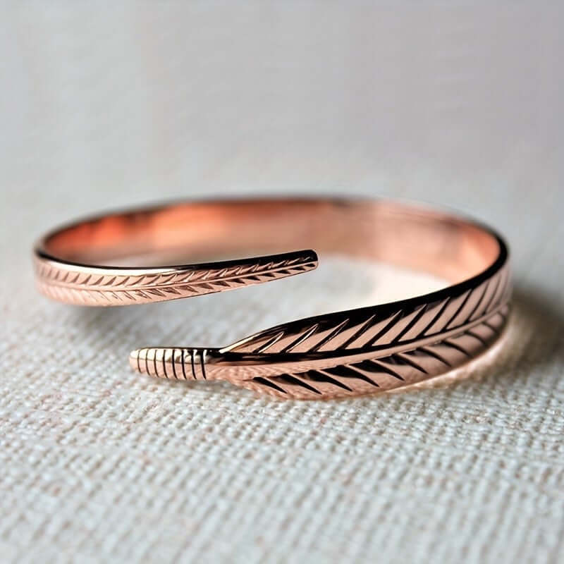 Copper Bracelet with a Leaf Pattern